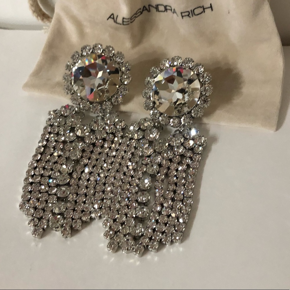 Alessandra rich silver chandelier clip on earrings - Picture 5 of 8